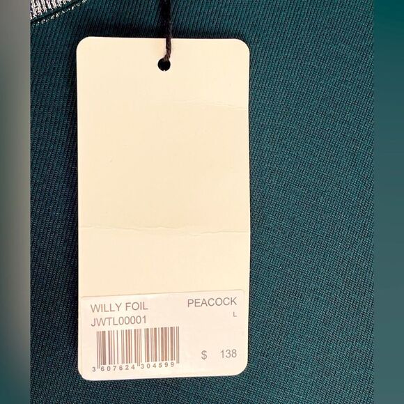 Zadig & Voltaire Willy foil silver Long sleeve top color Peacock Sz Large. NWT - Picture 6 of 7